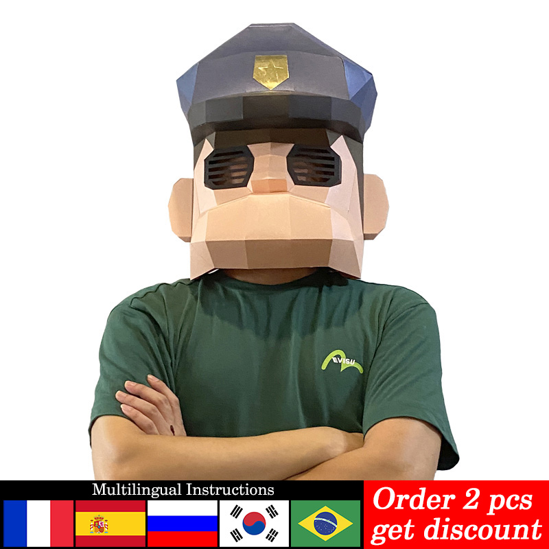 Art Craft Cardboard - Model Kertas Topeng Polisi Kartun, Ukuran